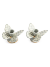 MACKENZIE-CHILDS STERLING CHECK BUTTERFLY 2-PIECE CANDLEHOLDERS SET