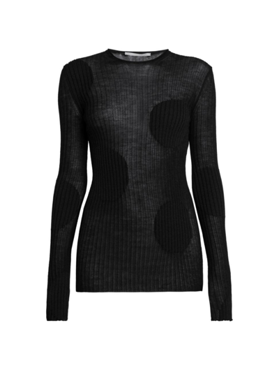 Stella Mccartney Polka Dot Sheer Wool Top In 1000 Black