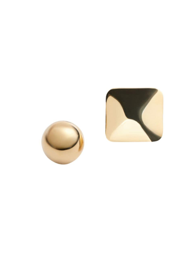 Jacquemus Men's Round Square Post Earrings In Light Gold