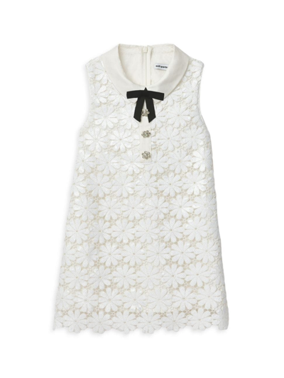 Self-portrait Kids' Sequin-embellished Guipure Lace Dress In White