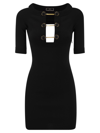 ELISABETTA FRANCHI SHINY VISCOSE MINIDRESS WITH TWIN BUTTONS