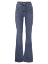 Elisabetta Franchi Women's Paw Jeans With Logo Plates In Medium Denim