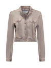 Off-white Cropped Fit Laudry Cargo Denim Jacket In Burnished Lilac