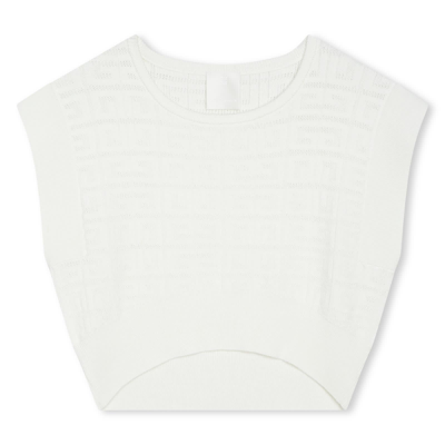 Givenchy Kids' 4g Logo-jacquard Cropped Vest In Bianco