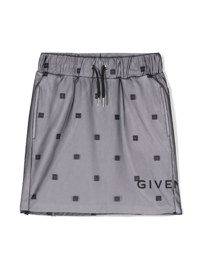 Givenchy Kids' 4g-motif Mesh-overlay Cotton Skirt In Black