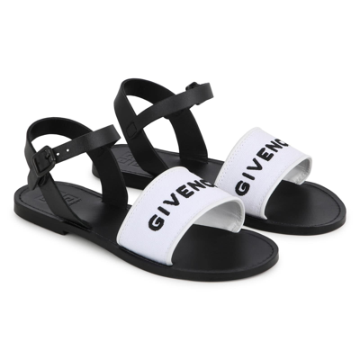 Givenchy Kids' Logo-embroidered Leather Sandals In White