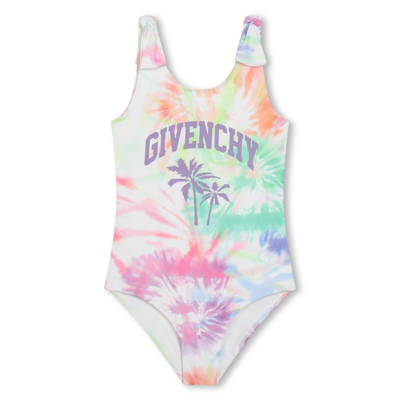 Givenchy Kids' Tie-dye Logo-print Swimsuit In Neutral