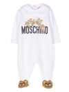 MOSCHINO WHITE ONESIE WITH TEDDY BEAR PRINT IN COTTON BABY