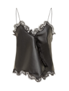 Off-white Nappa Slip Top With Lace Hems In Black