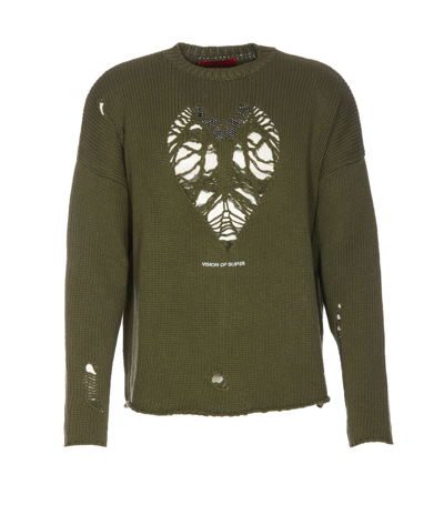 Vision Of Super Heart Sweater In Green