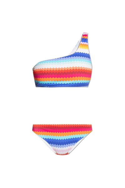 Missoni Chevron One-shoulder Bikini In Multicolor