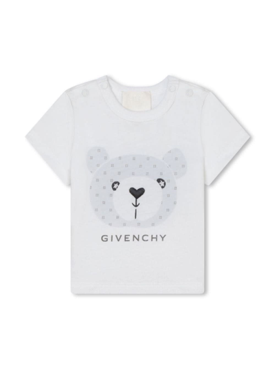 Givenchy White T-shirt, Shorts And Bandana Set With Teddy Bear Print In Cotton Baby