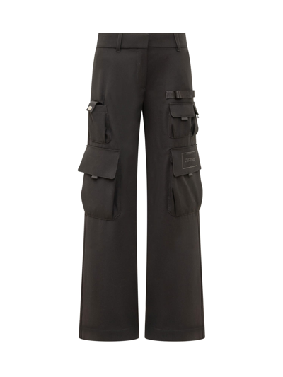 Off-white Satin Toybox Cargo Trousers In Black