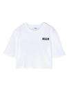 Msgm Logo-print Cropped T-shirt In White