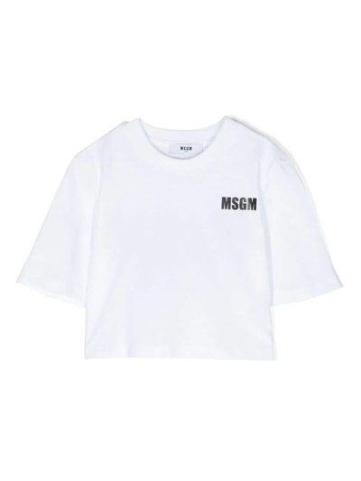 Msgm Kids' T-shirt Cotone Bianco In White