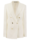 Tagliatore Double Breasted Jacket With All-over Sequins In Milk