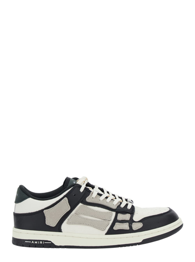AMIRI BLACK AND WHITE LOW TOP SNEAKERS WITH PANELS IN LEATHER MAN