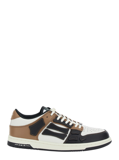 AMIRI BROWN LOW TOP SNEAKERS WITH PANELS IN LEATHER MAN