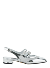 Carel Oceano Silver Colored Slingback Ballet Shoes With Contrasting Toe In Leather Woman In Metallic