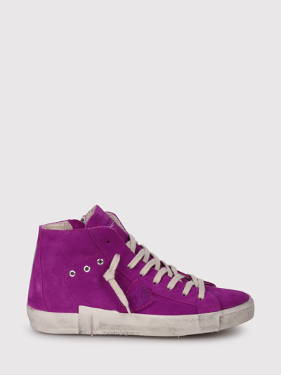 Philippe Model Paris Logo-patch Sneakers In Purple