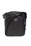 Emporio Armani Logo-plaque Leather Messenger Bag In Nero