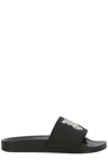 Palm Angels Logo Embossed Square Toe Slides In Black Light