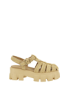 Prada Monolith Raffia Fisherman Sandals In Naturale