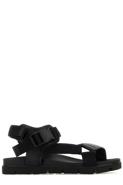 Prada Buckle Strapped Sandals In Black