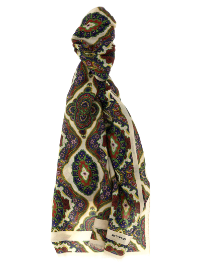 Etro Lightweight Fringed Paisley Print Scarf In Multicolor