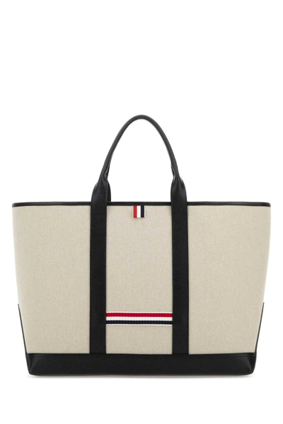 Thom Browne Rwb-stripe Tote Bag In Black