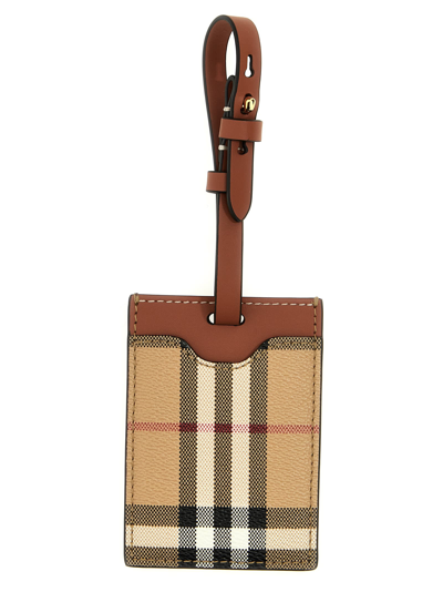 Burberry Check Suitcase Tag In Beige