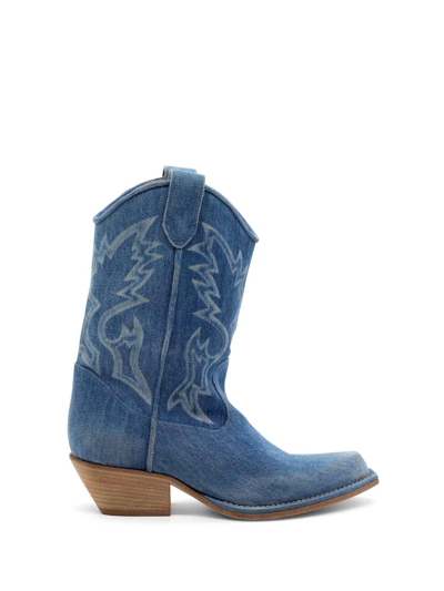 Vic Matie 50mm Denim Cowboy Boots In Blue