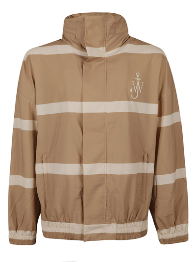 Jw Anderson Logo Stripe Windbreaker In Beige