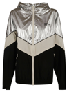 Golden Goose Star Patchwork Windbreaker Nylon Jacket In Silver/dark Papyrus/black