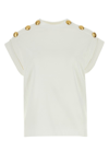 Alexander Mcqueen Seal Button-embellished T-shirt In Opticalwhite