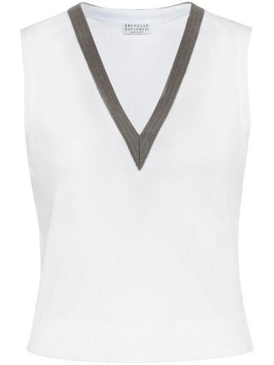 Brunello Cucinelli Vest With Monili Chain In White