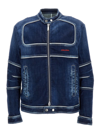 DSQUARED2 BLUE DENIM EFFECT BIKER JACKET IN COTTON BLEND MAN