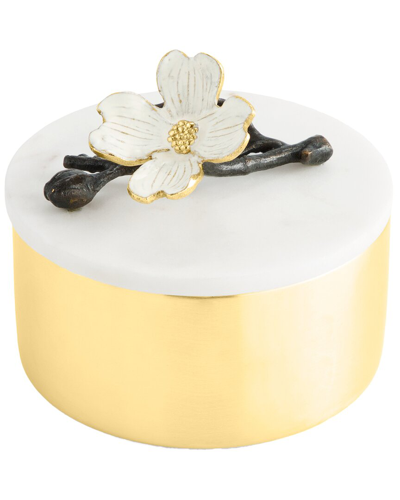 Michael Aram Dogwood Round Box In Gold