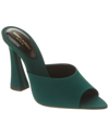 Saint Laurent Suite 105mm Silk Mules In Green