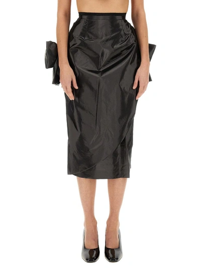 Maison Margiela Bow-detail Pencil Midi Skirt In Black