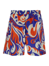 DSQUARED2 MULTICOLORED PALM BEACH WAVES SHORTS IN COTTON MAN