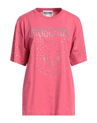 Moschino Woman T-shirt Fuchsia Size L Organic Cotton In Pink