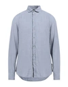 Emporio Armani Man Shirt Azure Size 15 ½ Cotton, Linen In Blue