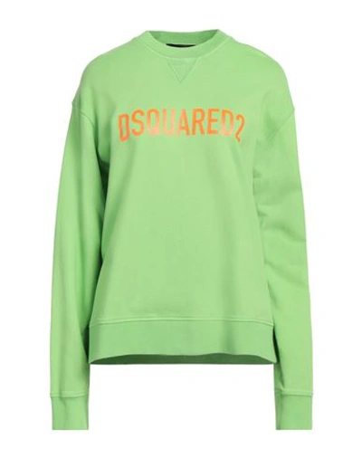 Dsquared2 Woman Sweatshirt Light Green Size M Cotton, Elastane