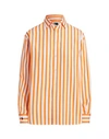 Polo Ralph Lauren Striped Cotton Shirt Woman Shirt Mandarin Size 6 Cotton