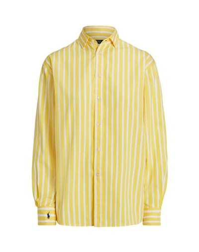 Polo Ralph Lauren Striped Cotton Shirt Woman Shirt Yellow Size 8 Cotton In Yellow