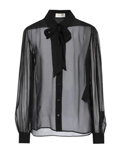 Saint Laurent Woman Shirt Black Size 8 Silk