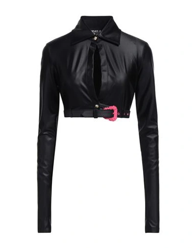 Versace Jeans Couture Woman Shirt Black Size 6 Polyamide, Elastane