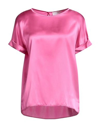 Snobby Sheep Woman Top Fuchsia Size 8 Silk, Elastane In Pink