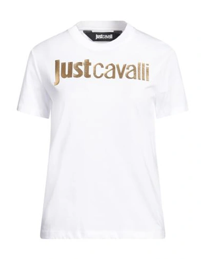 Just Cavalli Woman T-shirt White Size L Cotton